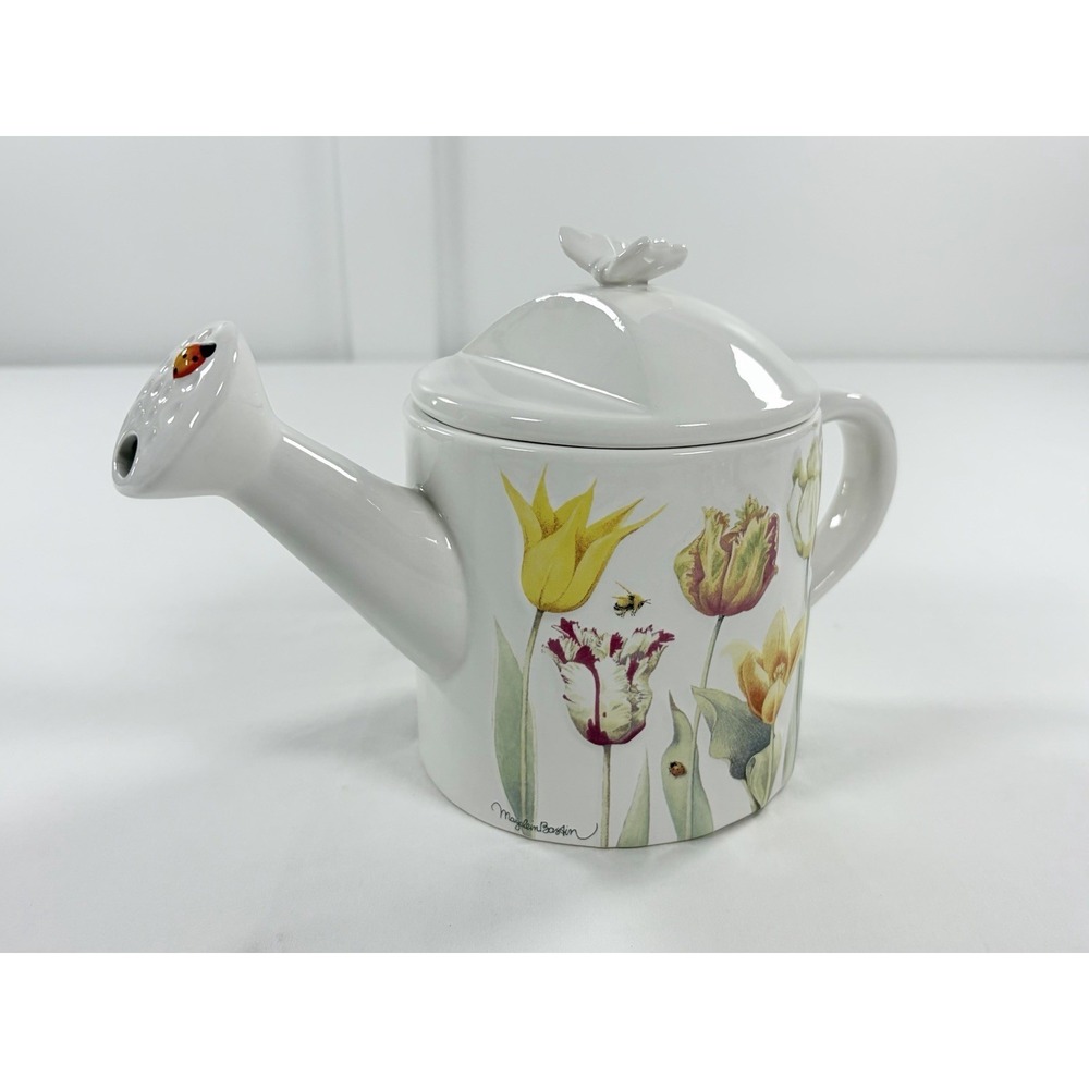 Marjolein Bastin Hallmark Nature's Sketchbook Watering Can Teapot Tulips Ladybug